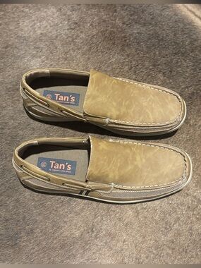 TAN’s Men's Slip-On Loafers in Tan Nubuck leather NWOT size 10.5